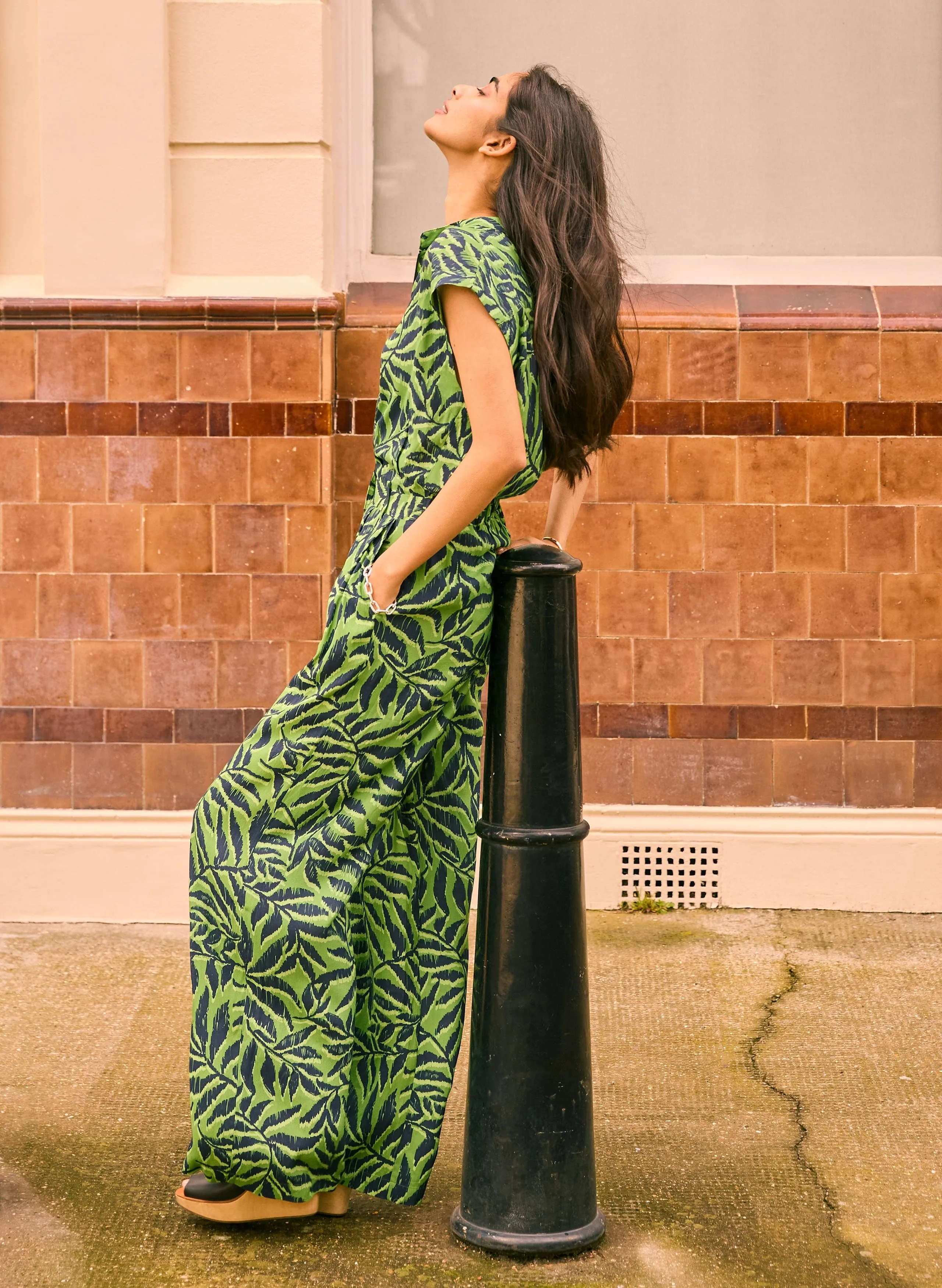 Nadine LENZING™ ECOVERO™ Jumpsuit | Green Foliage