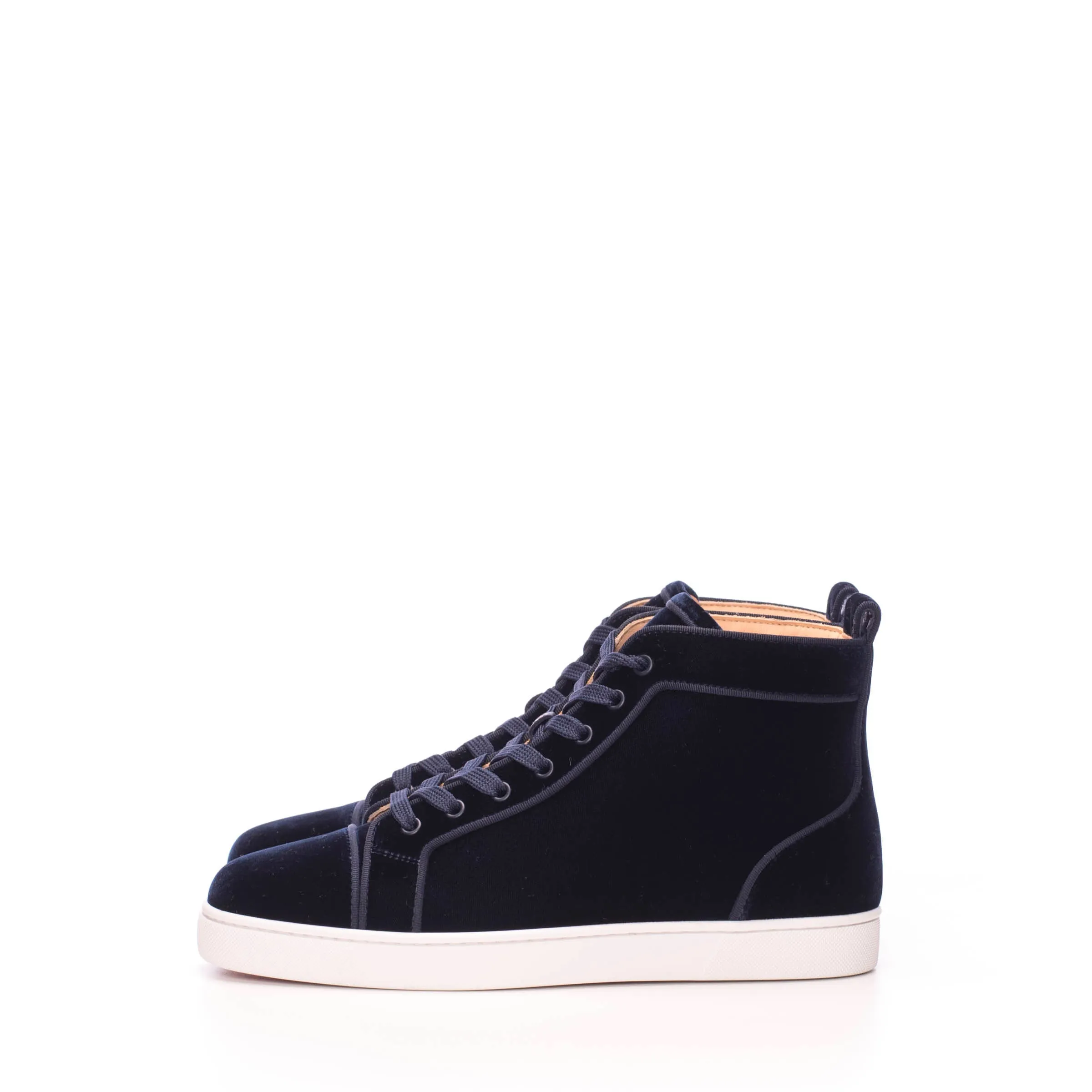 Navy Blue Velvet Louis Orlato Flat Sneakers