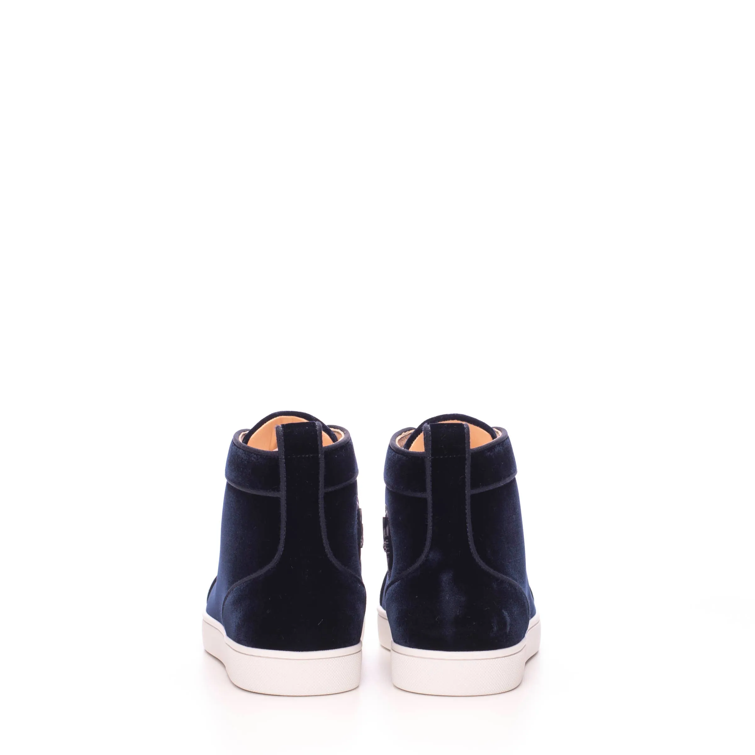 Navy Blue Velvet Louis Orlato Flat Sneakers