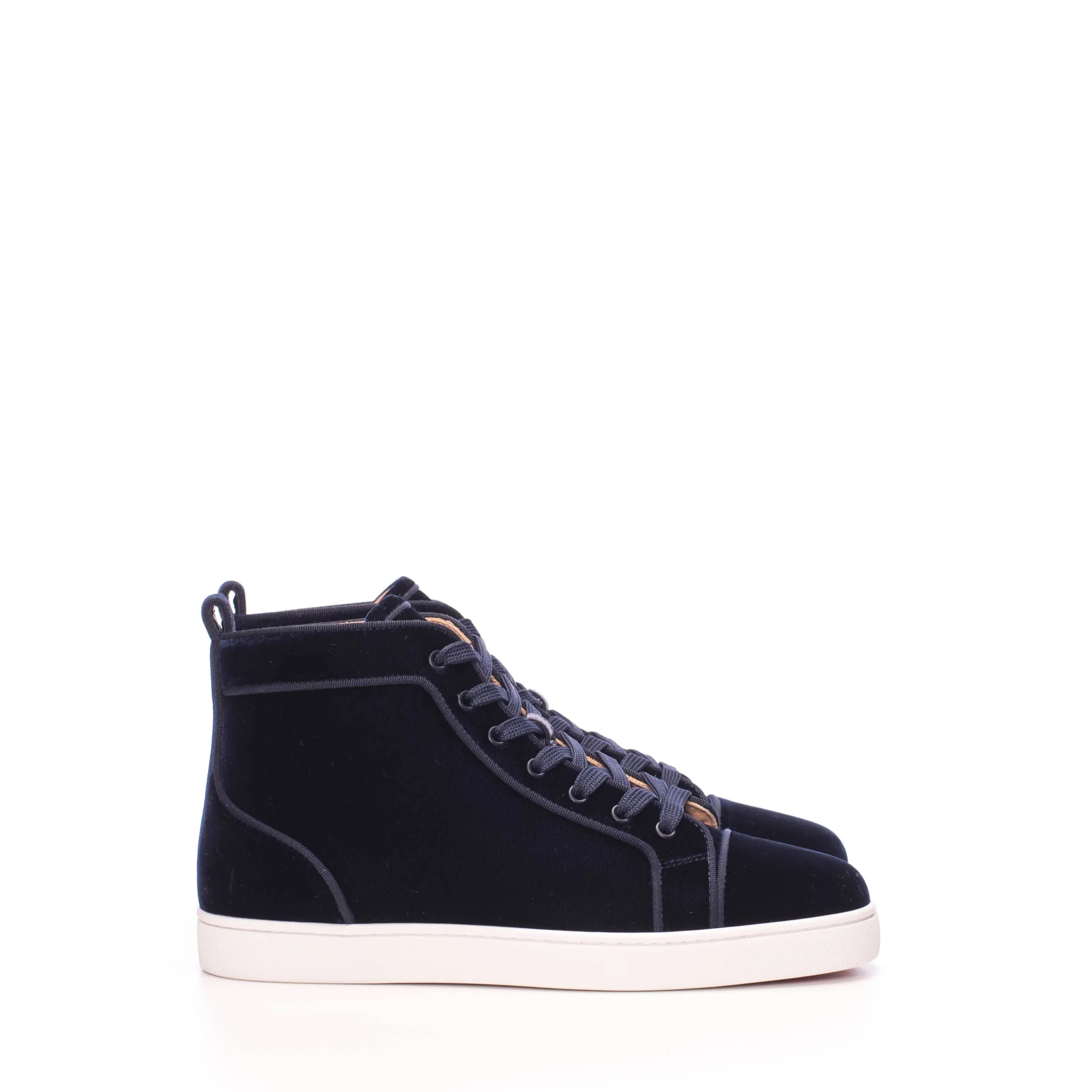 Navy Blue Velvet Louis Orlato Flat Sneakers