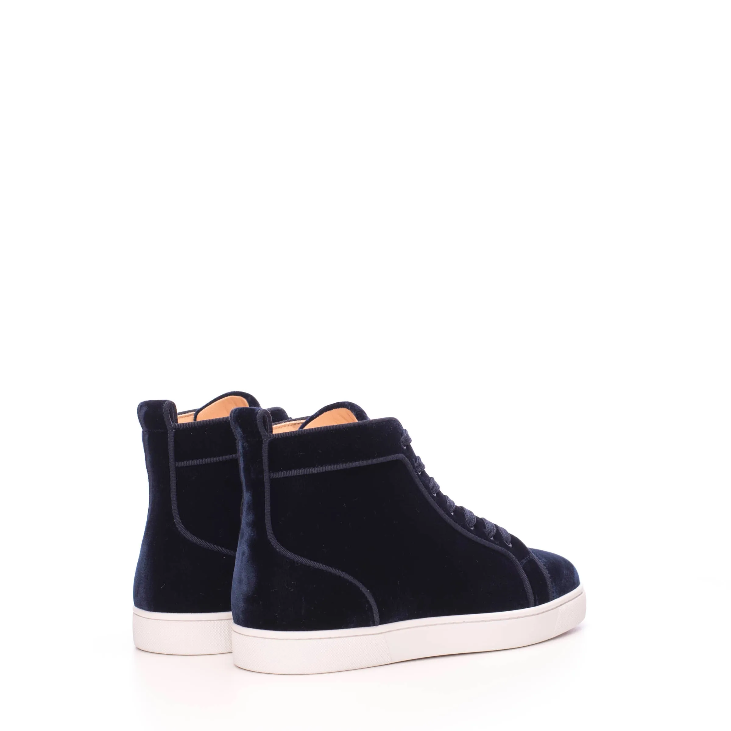 Navy Blue Velvet Louis Orlato Flat Sneakers
