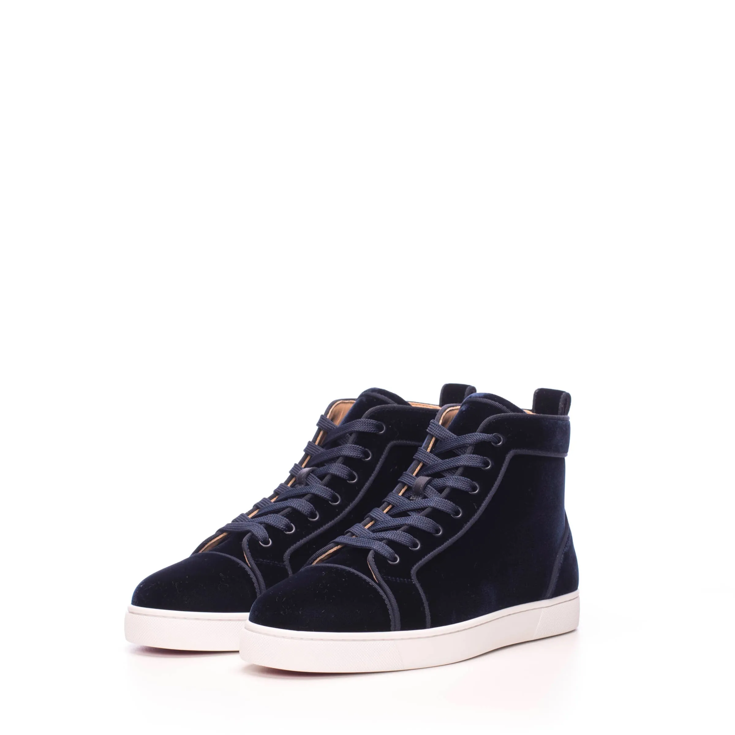 Navy Blue Velvet Louis Orlato Flat Sneakers