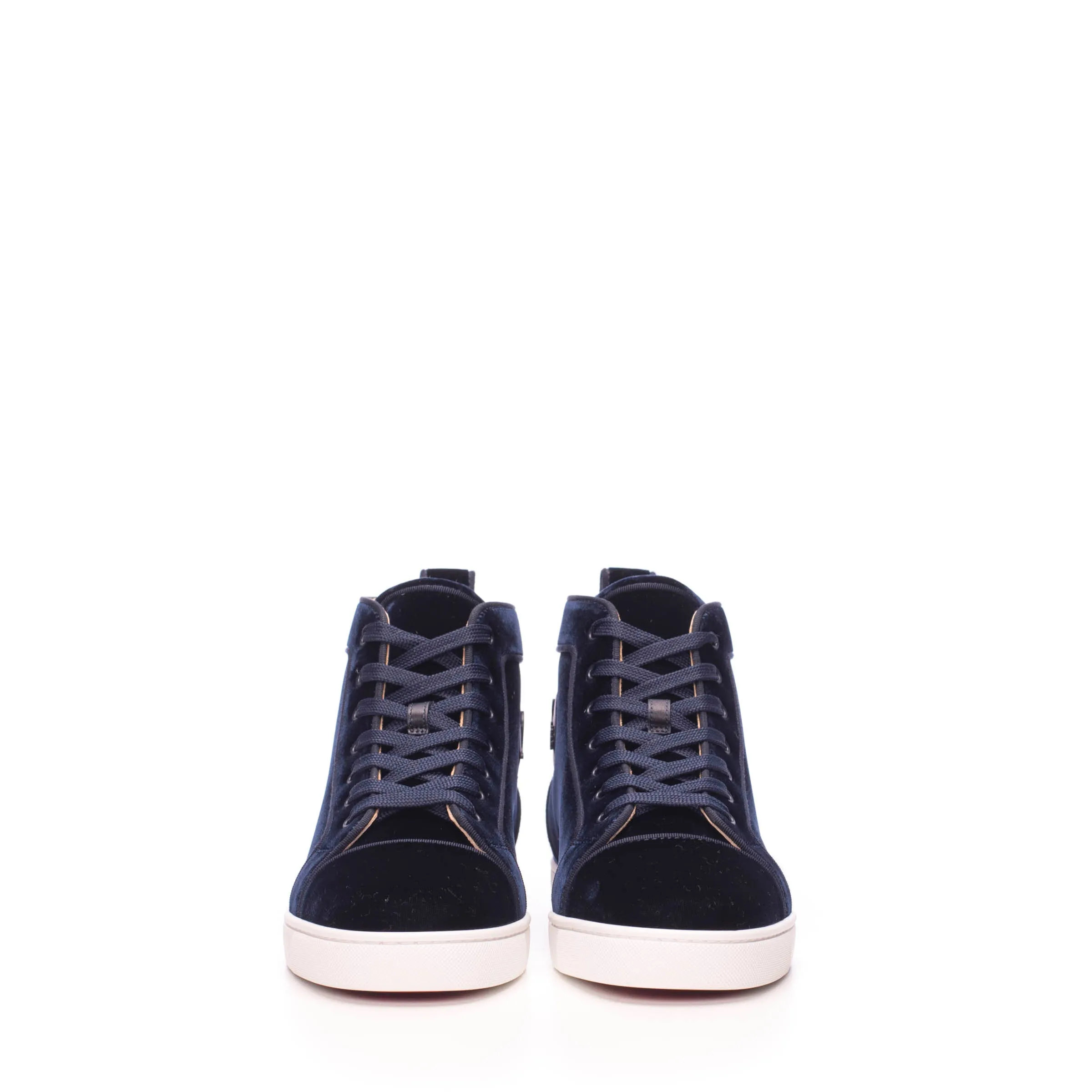 Navy Blue Velvet Louis Orlato Flat Sneakers