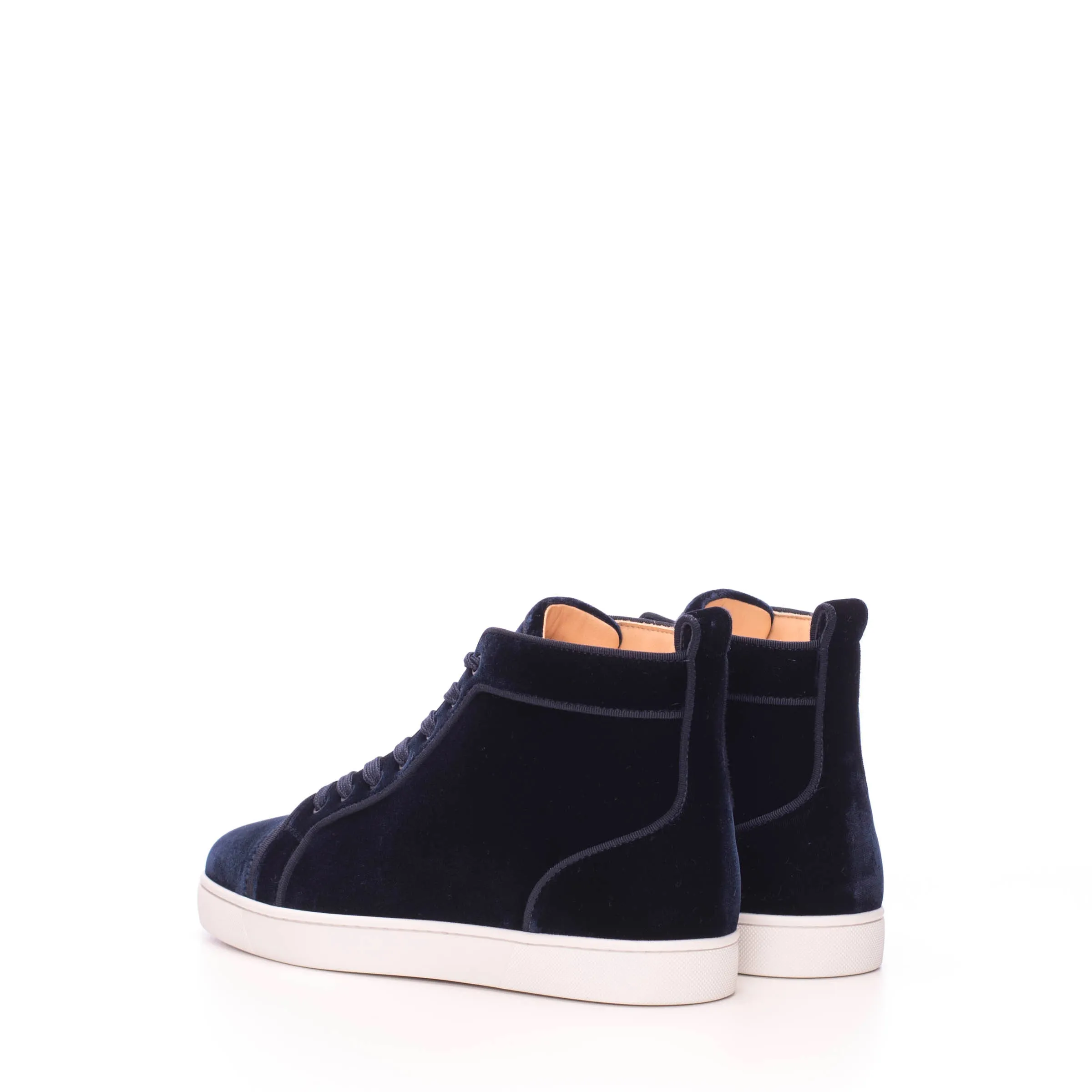 Navy Blue Velvet Louis Orlato Flat Sneakers