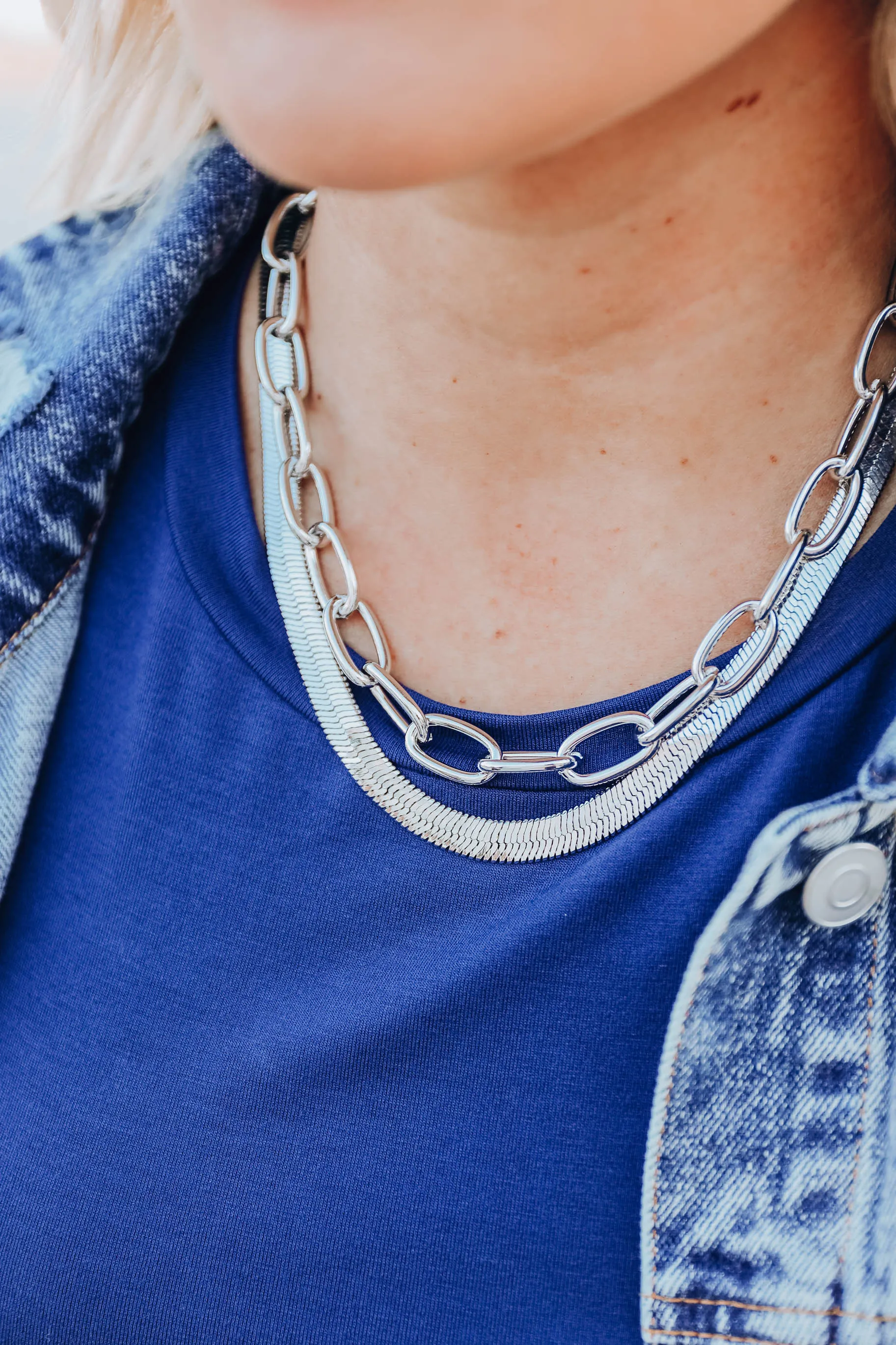 Never Enough Layered Chain Necklace - Silver