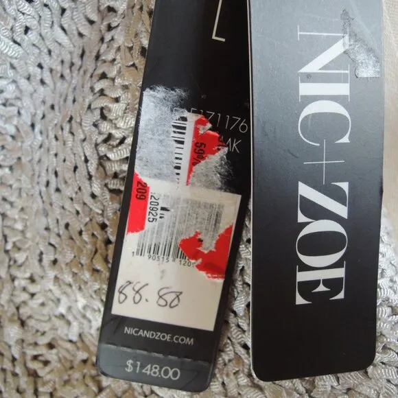 NIC ZOE Silver Cable Wave Ribbon Sweater L NWT