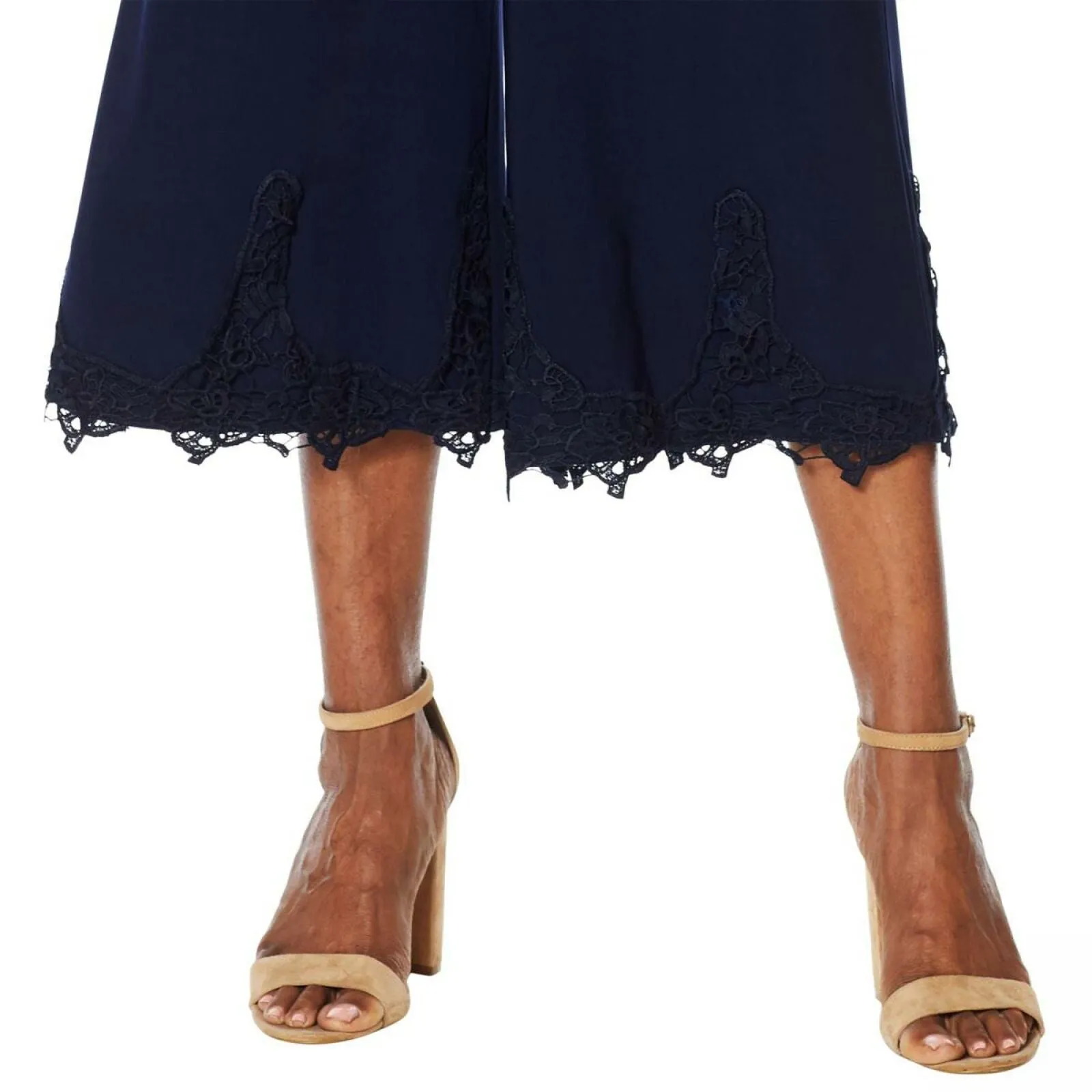 Nina Leonard Women's Miracle Matte Jersey Lace Trimmed Pants