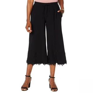 Nina Leonard Women's Miracle Matte Jersey Lace Trimmed Pants