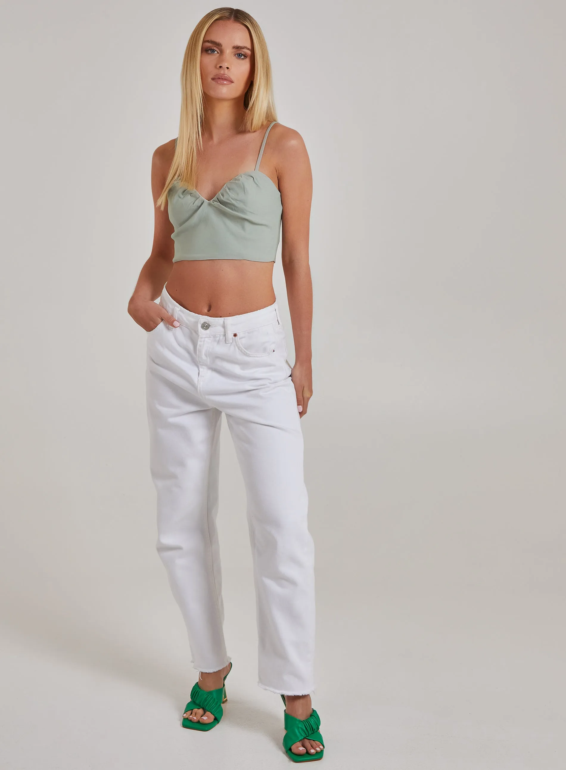 Notch Front Bengaline Crop Top