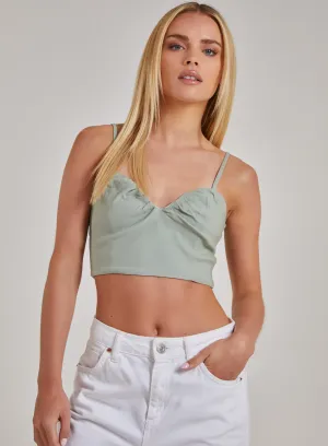 Notch Front Bengaline Crop Top