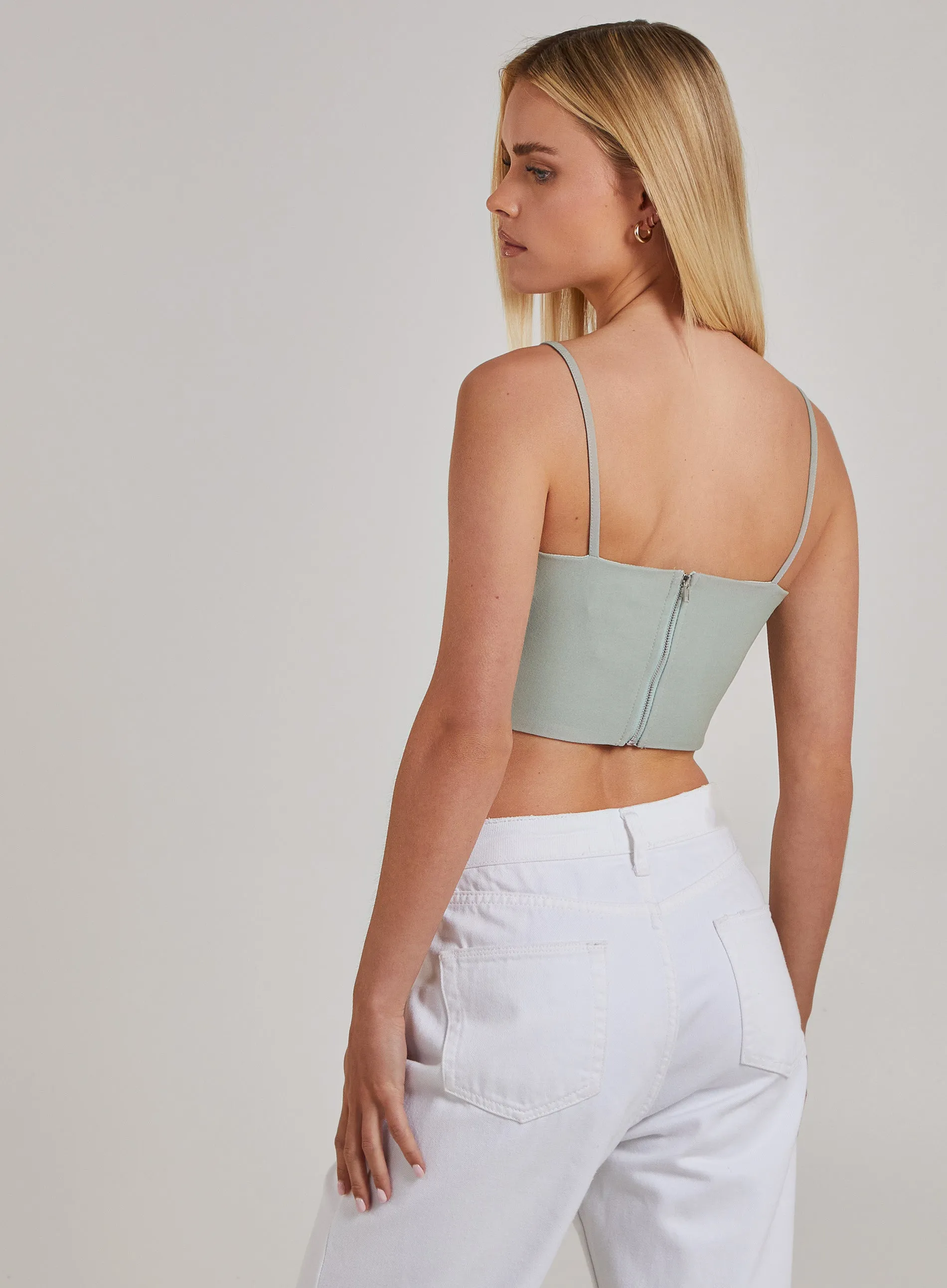 Notch Front Bengaline Crop Top