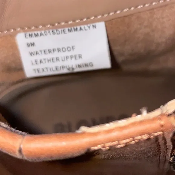 NWOT Blondo Emmalyn leather brown Waterproof Womens Bootie size 9
