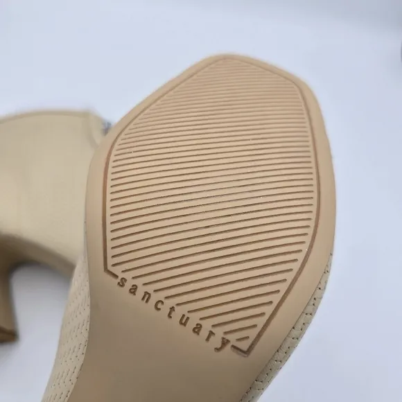 NWOT Sanctuary Ready Leather Peep Toe Zip Booties, Oatmilk (Light Tan), Sz. 9.5M