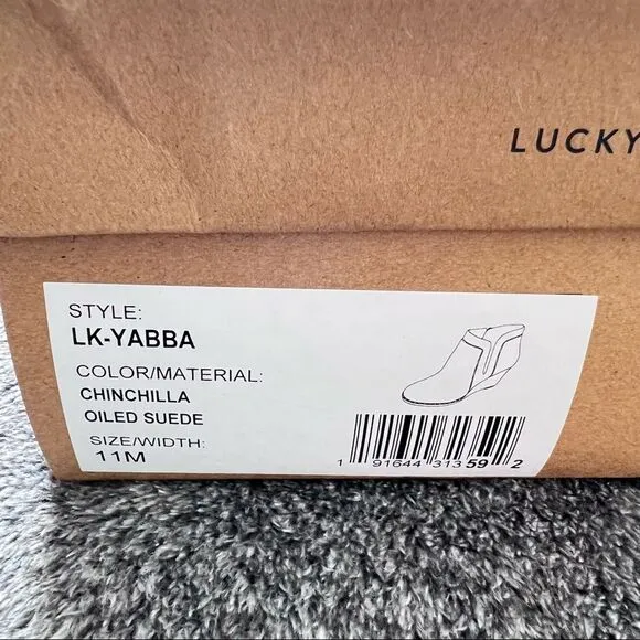 NWT Lucky Brand Yabba Stacked Wedge Ankle Bootie in Gray 11