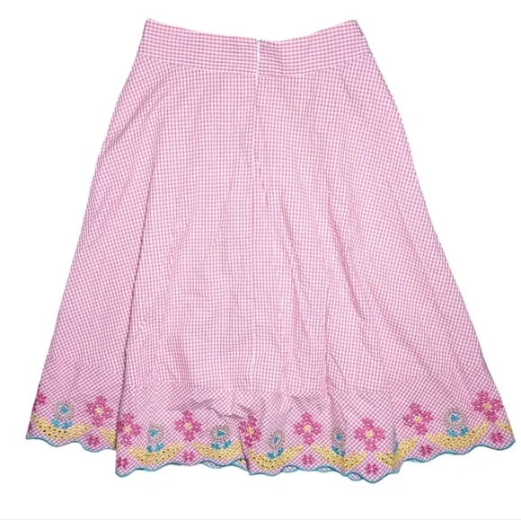 NWT Madewell Embroidered Gingham Circle Skirt Size 0