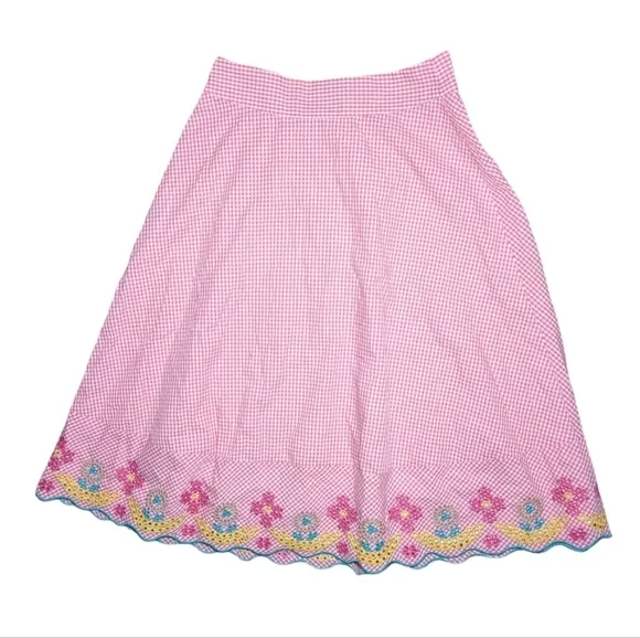 NWT Madewell Embroidered Gingham Circle Skirt Size 0