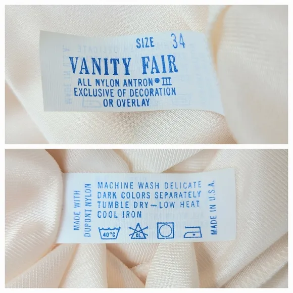 NWT Vanity Fair Satin Nylon Soft Peach Pink Lace Trim Long Vintage Robe