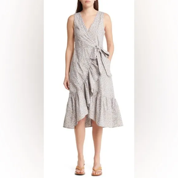 NWT🌼Madewell Floral Ruffle Trim Wrap Dress in Still Dawn Sz. M