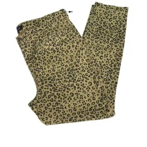 NYDJ Ami Skinny Jeans Tan Black Leopard Print Pockets Zip Button Closure 18