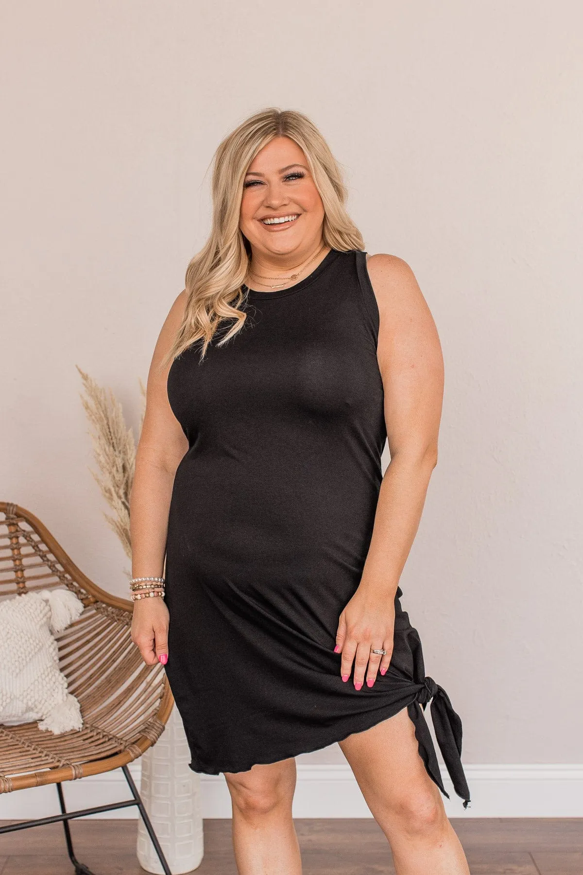 On The Next Level Knot Dress- Black