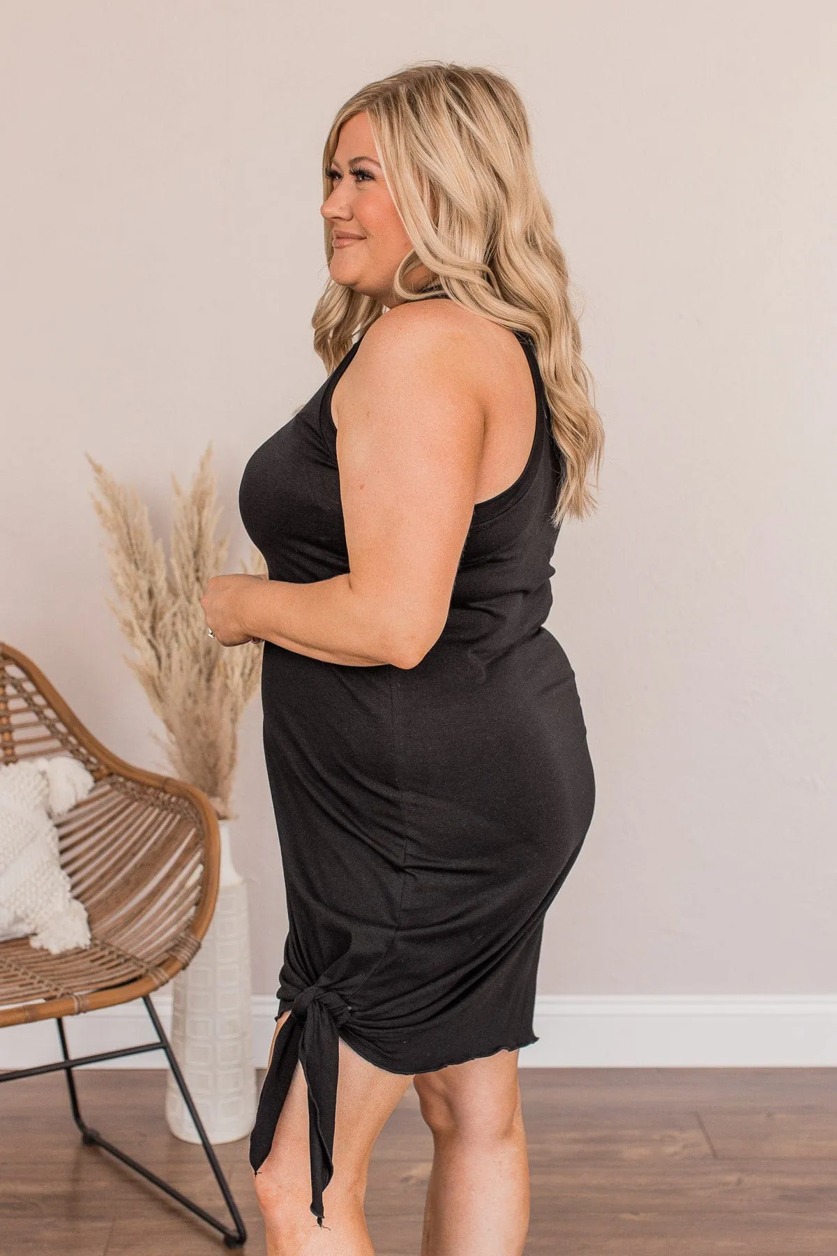 On The Next Level Knot Dress- Black