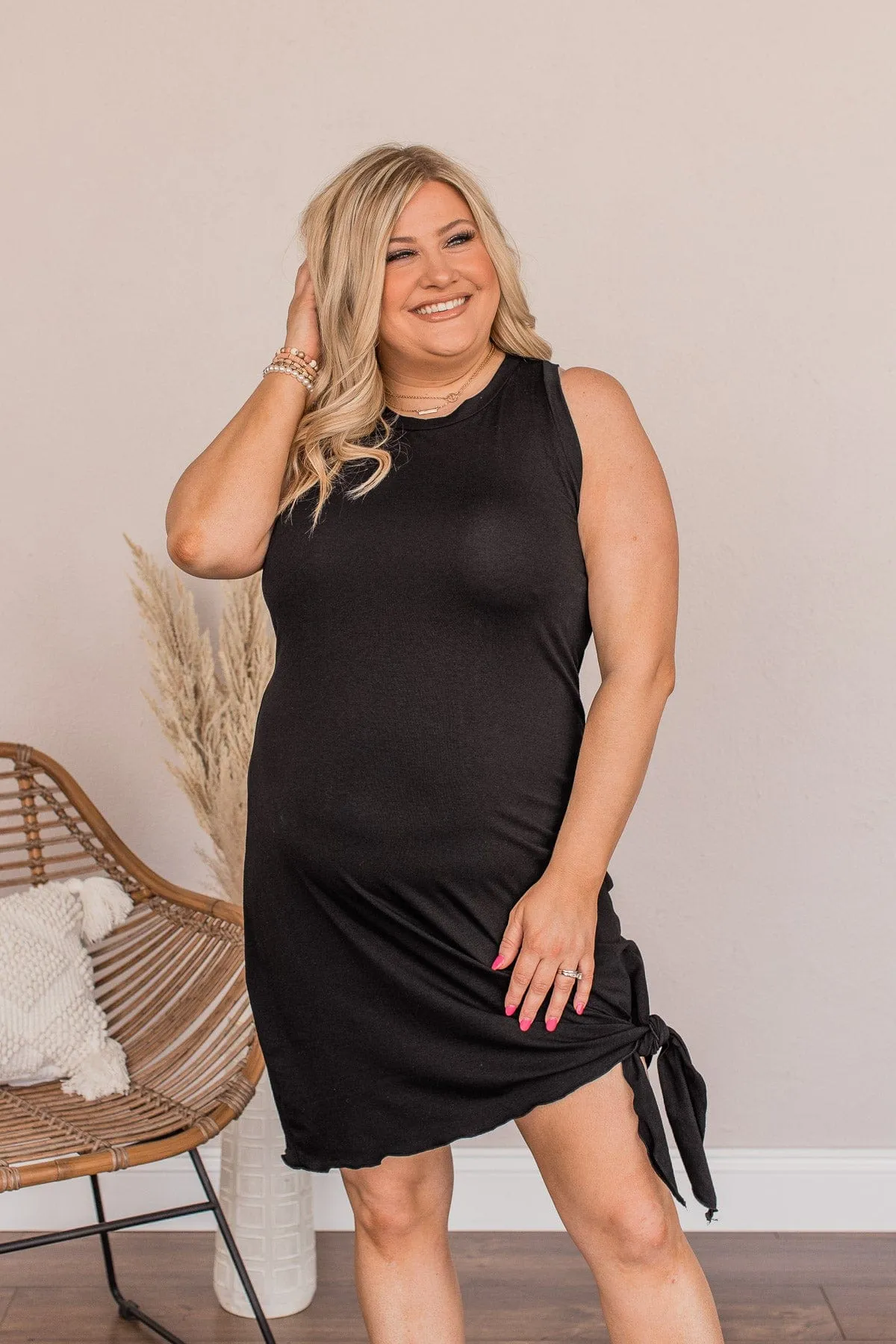 On The Next Level Knot Dress- Black