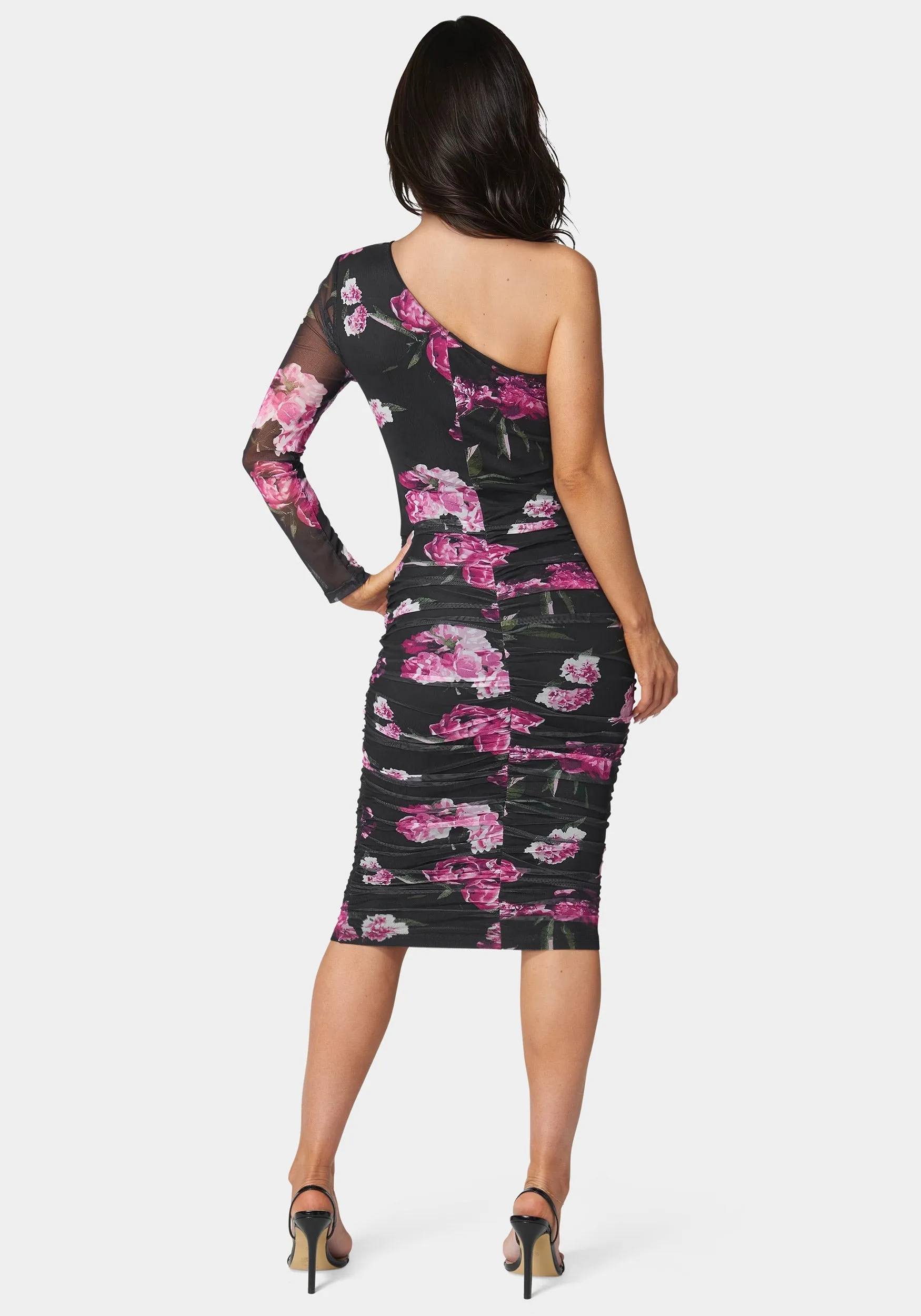 One Shoulder Ruched Midi Dress
