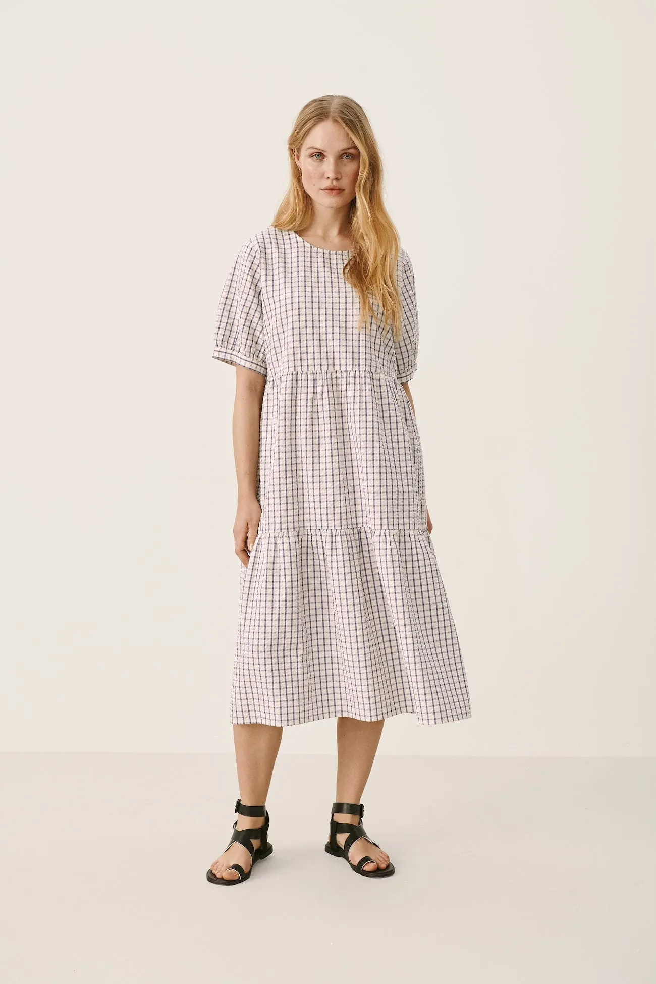 Part Two Iane Dress (Grey Blue Check) - FINAL SALE