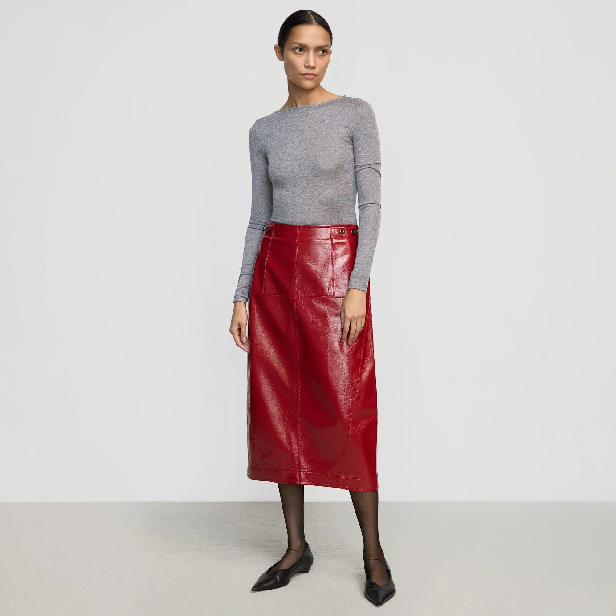 Pepper Vegan Patent Leather Skirt