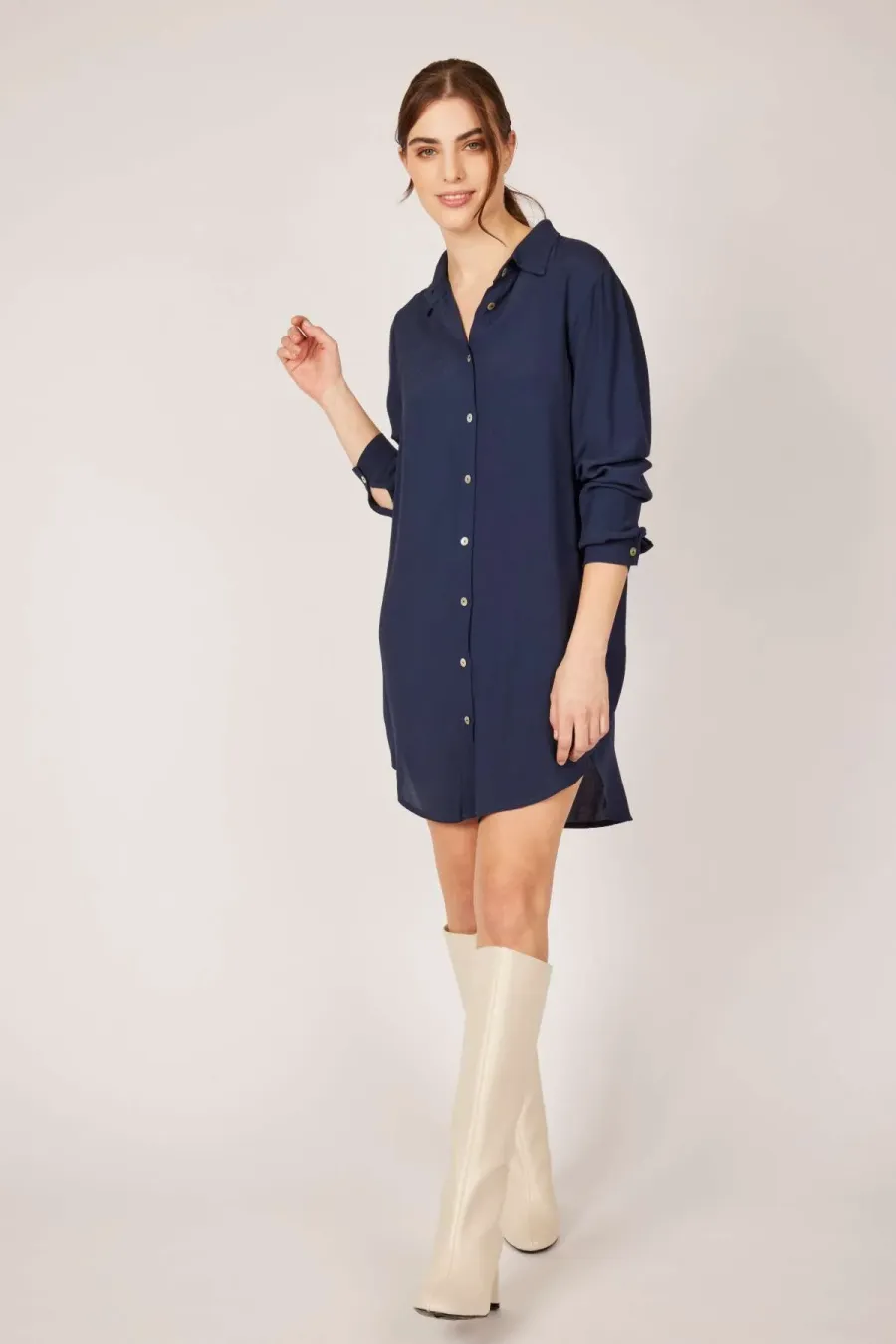 Pistache Button Down Blouse Dress