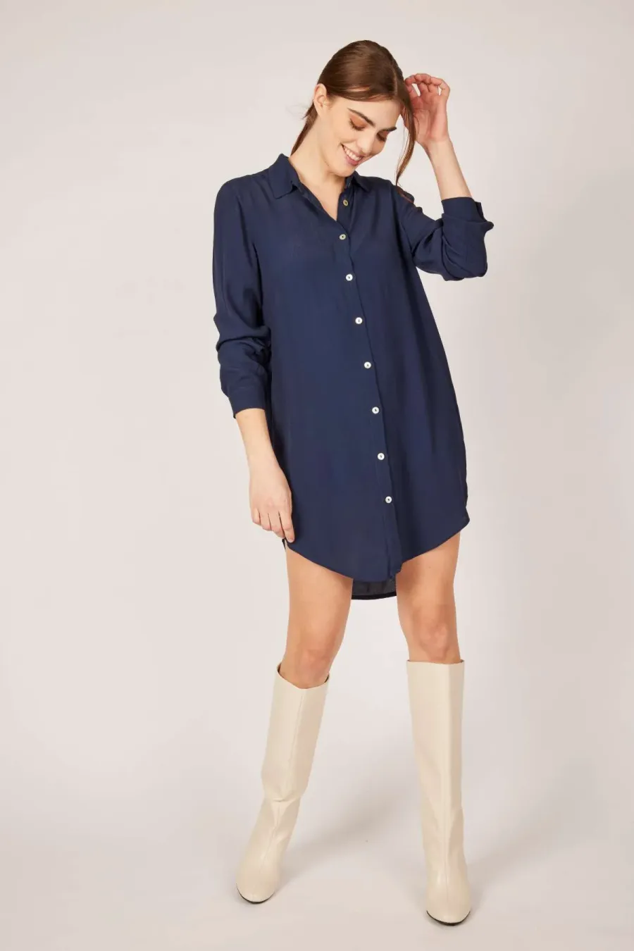 Pistache Button Down Blouse Dress