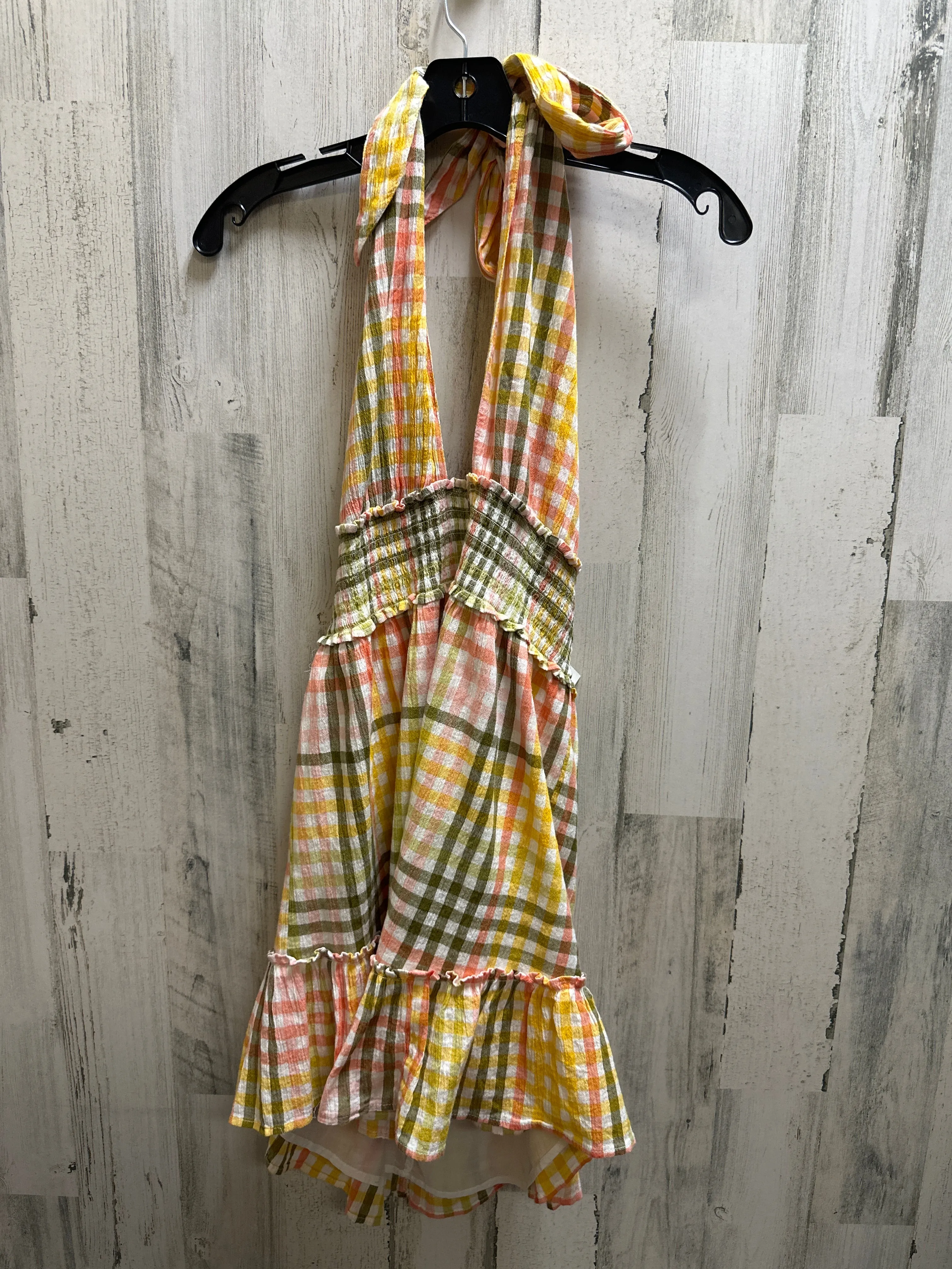 Plaid Pattern Dress Casual Short Aerie, Size M