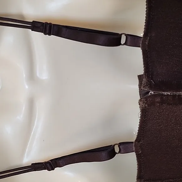 Rare Vintage Victoria's Secret July 1997 Velour and Lace Detailed Brown Bustier