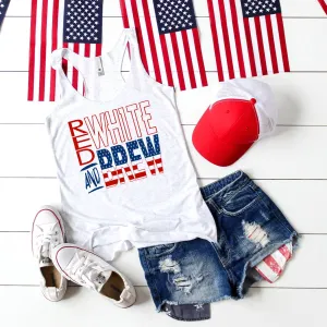 Red White and Brew Graphic Racer Tank Top