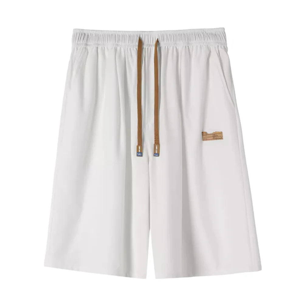 Relaxed Solid Drawstring Shorts