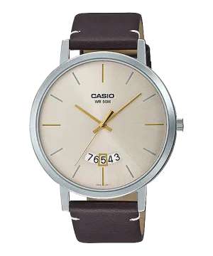 Reloj casual correa de cuero MTP-B100L-9EV