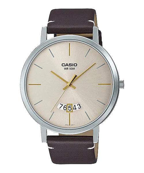 Reloj casual correa de cuero MTP-B100L-9EV