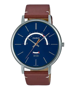 Reloj casual correa de cuero MTP-B105L-2AV