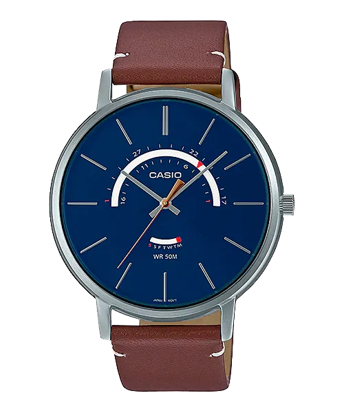Reloj casual correa de cuero MTP-B105L-2AV