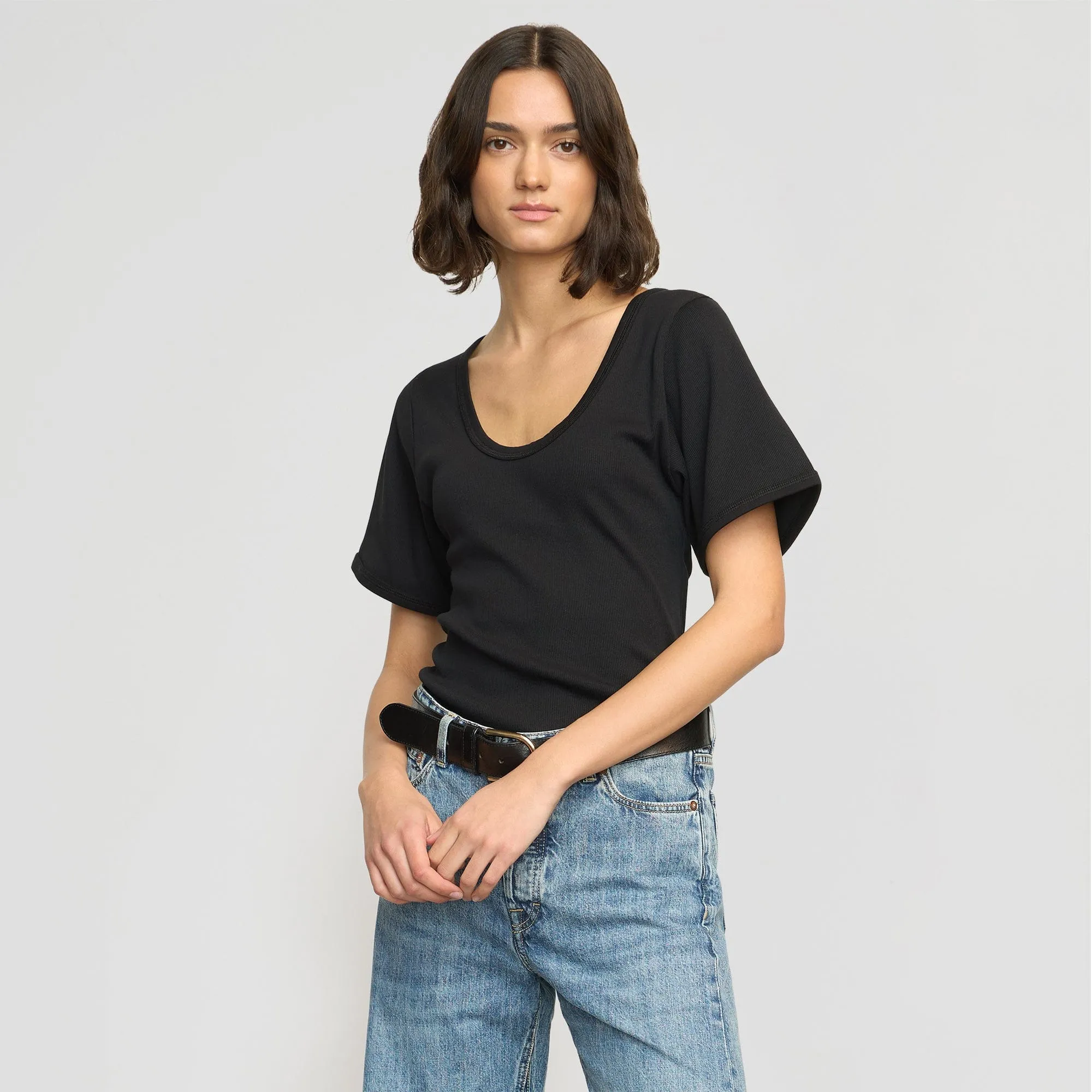 Renee Sculpted Scoop-Neck Tee