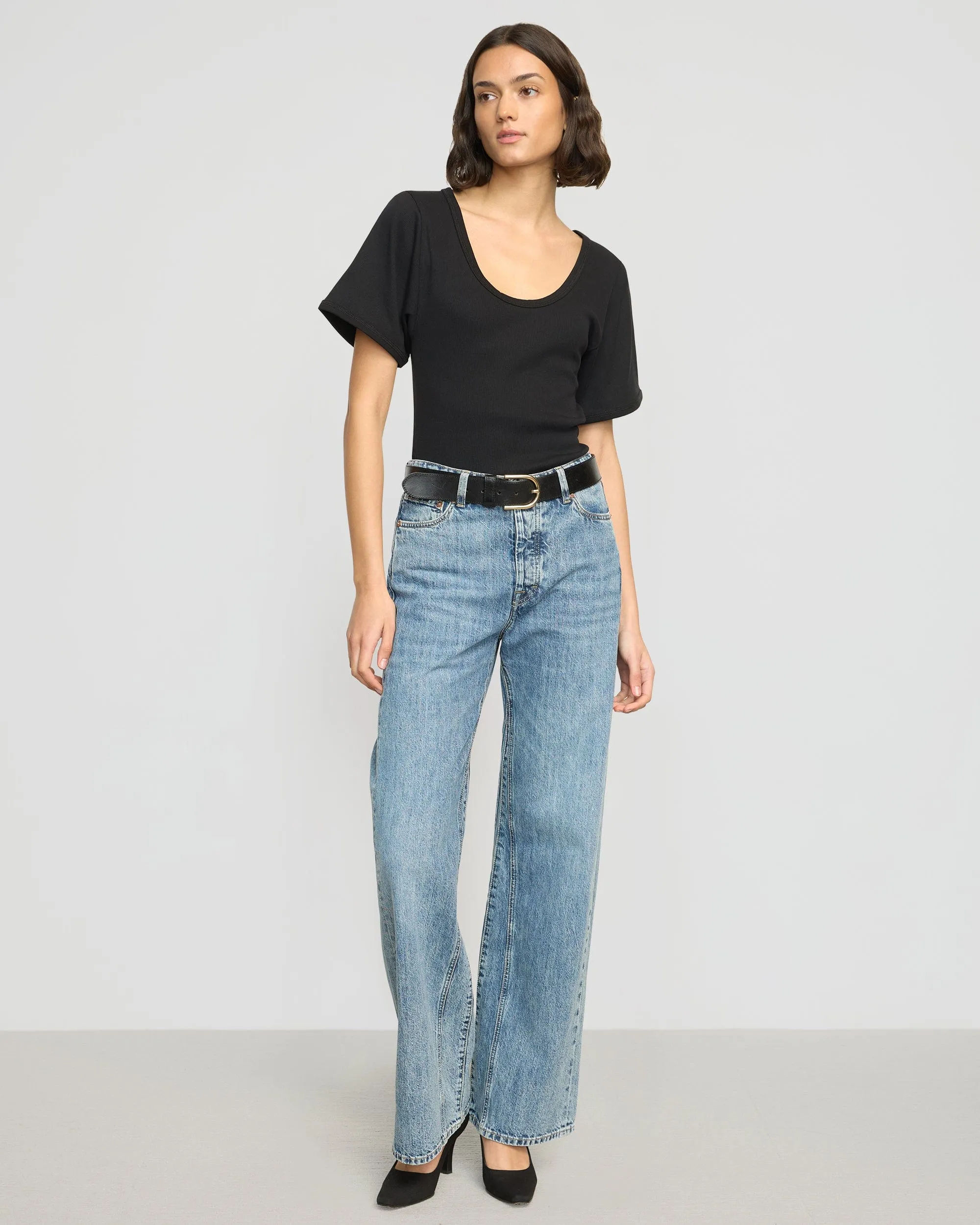 Renee Sculpted Scoop-Neck Tee