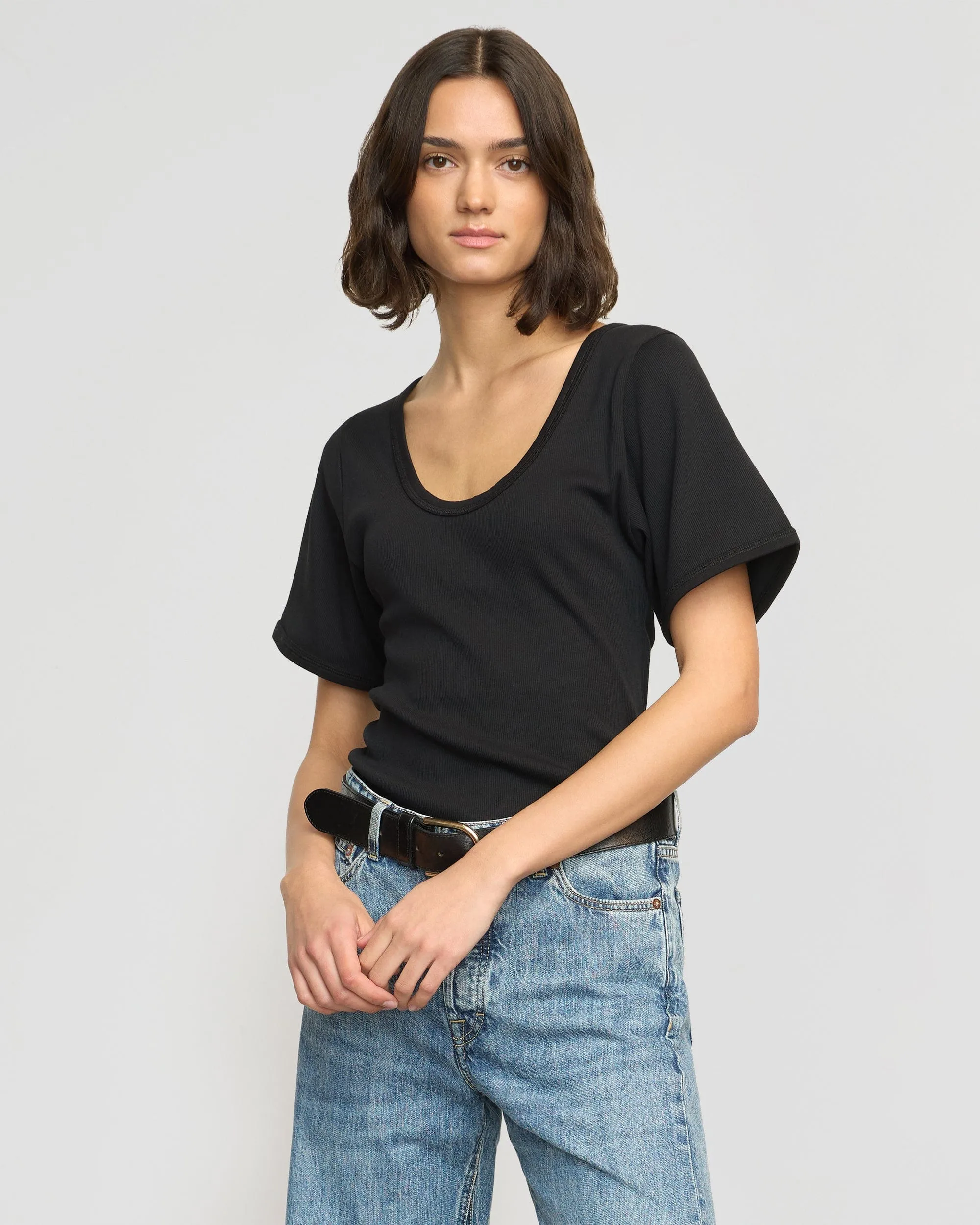 Renee Sculpted Scoop-Neck Tee