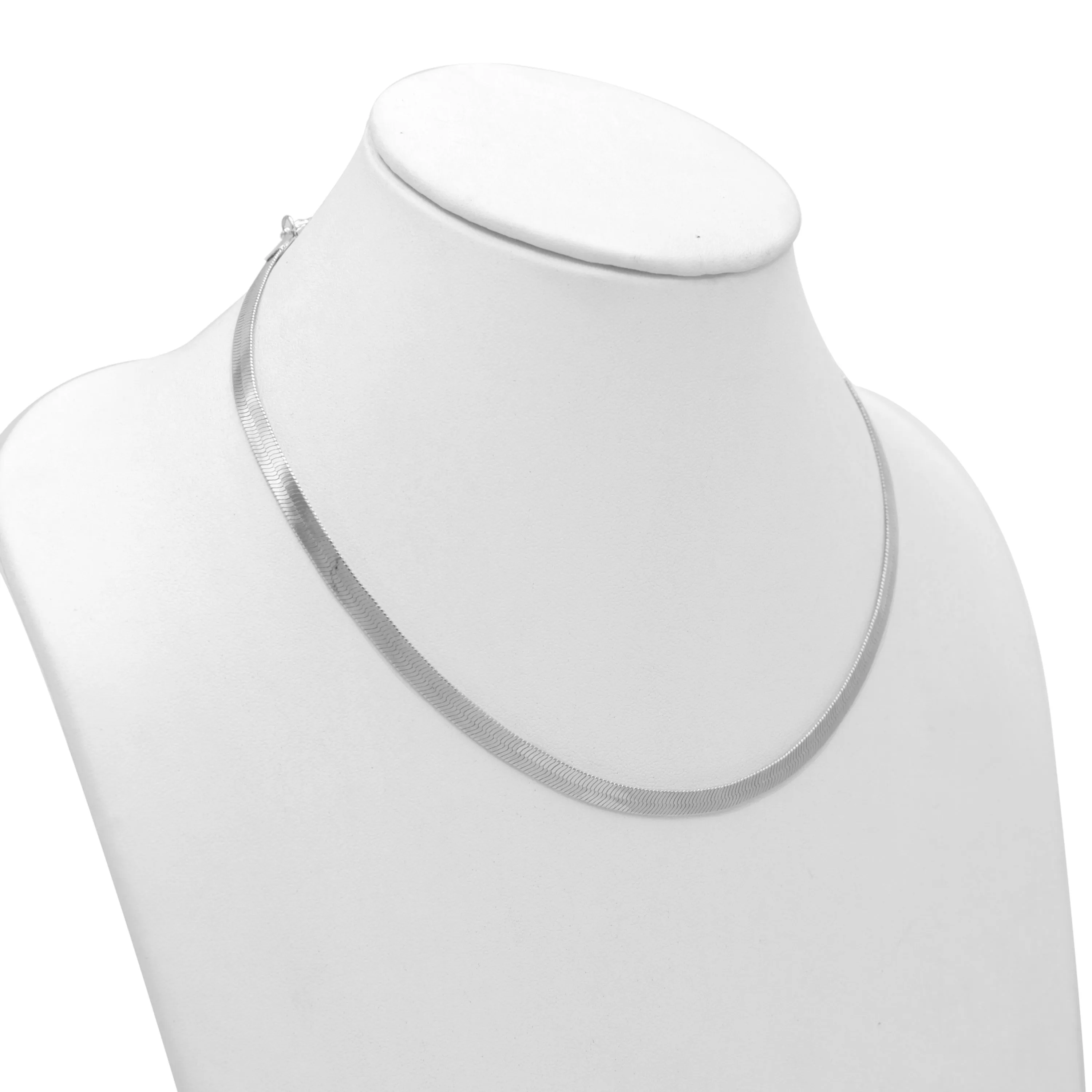 Rhodium Flat Snake Chain Necklace  #HNN90674RD(OA22)
