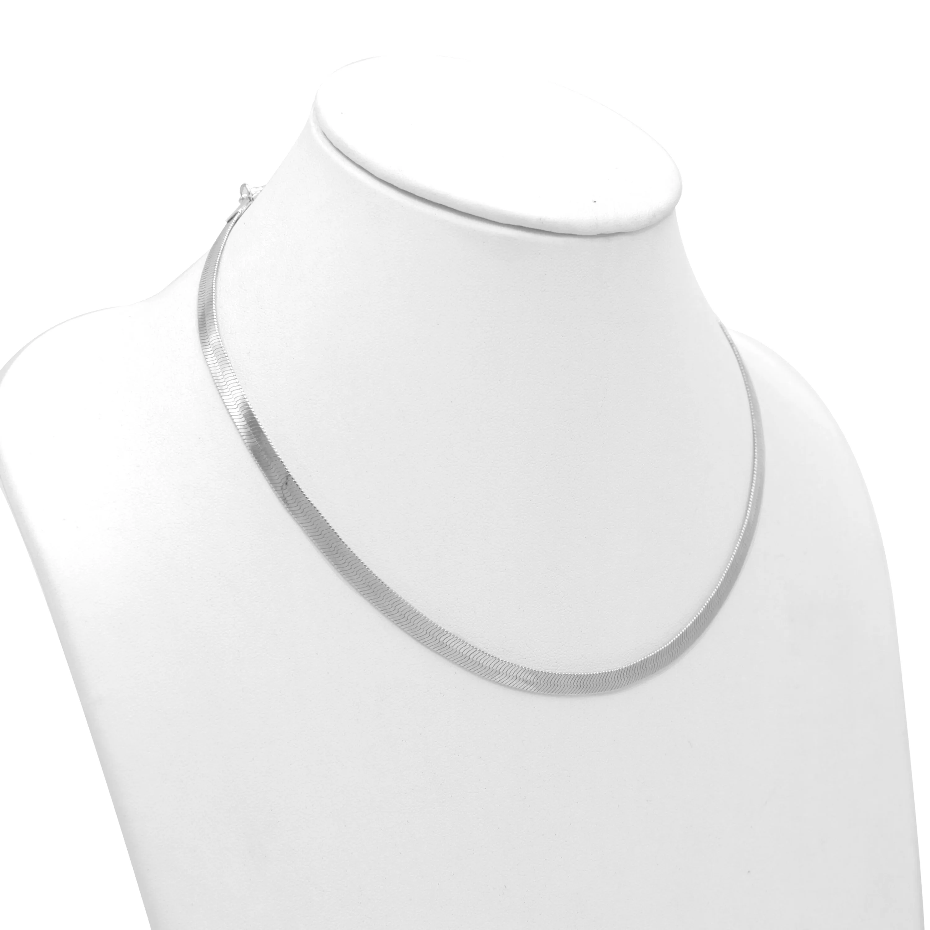 Rhodium Flat Snake Chain Necklace  #HNN90674RD(OA22)