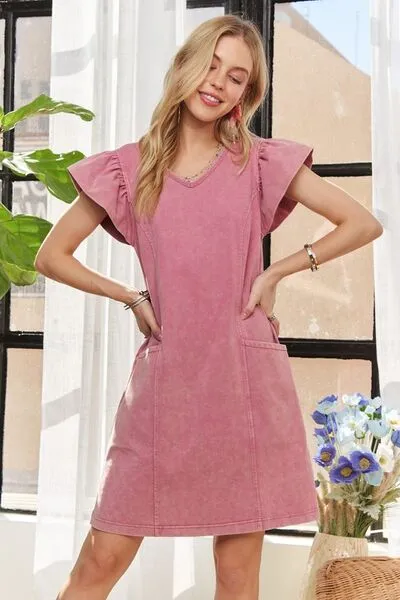 Ruffled Cap Sleeve Dress