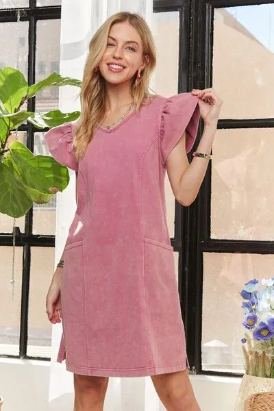 Ruffled Cap Sleeve Dress