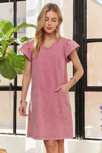 Ruffled Cap Sleeve Dress
