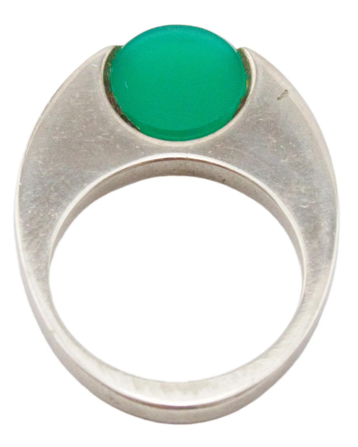 Set of Sterling Silver Green and Orange Chalcedony Rings