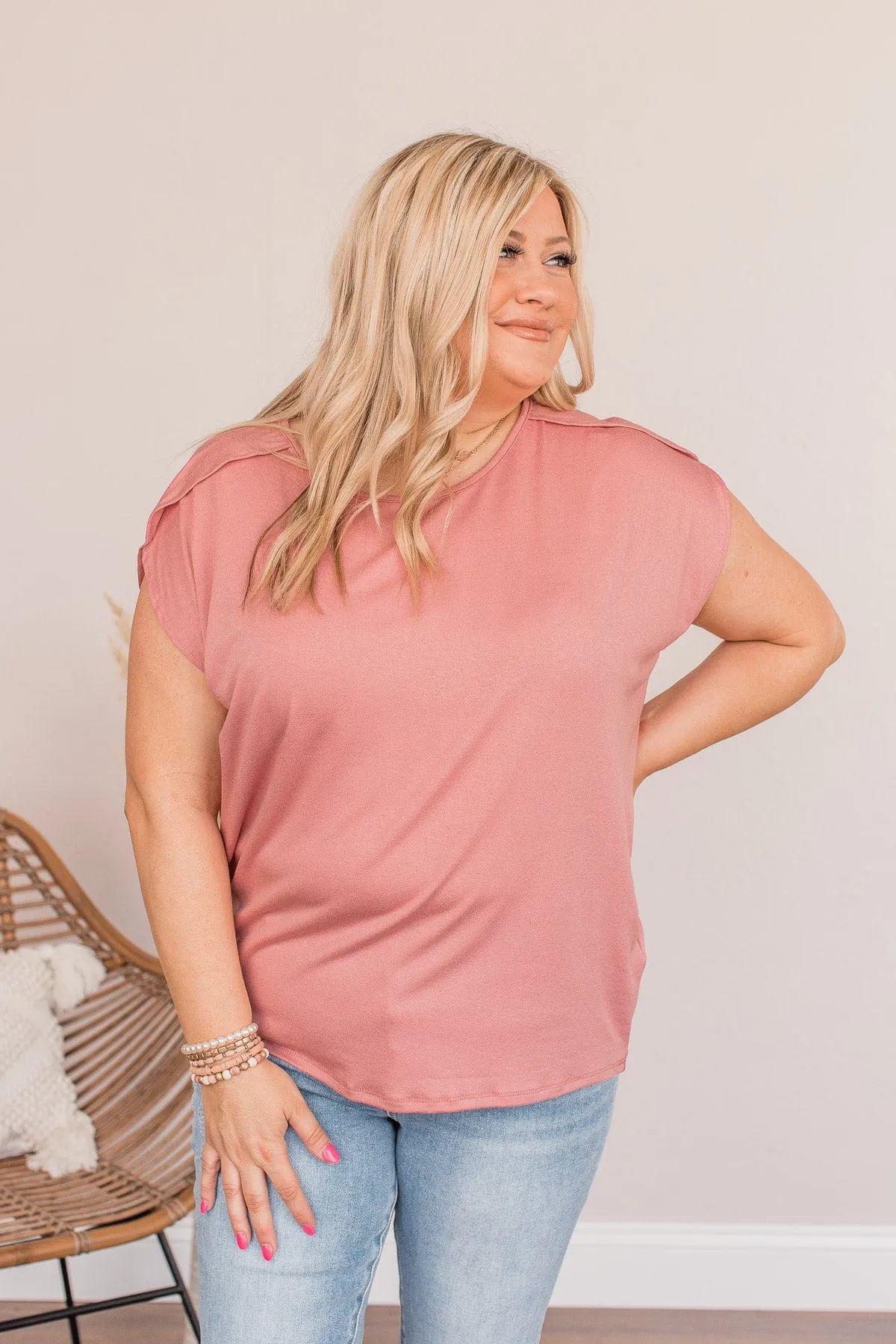 Shake Things Up Sleeveless Top- Dusty Pink