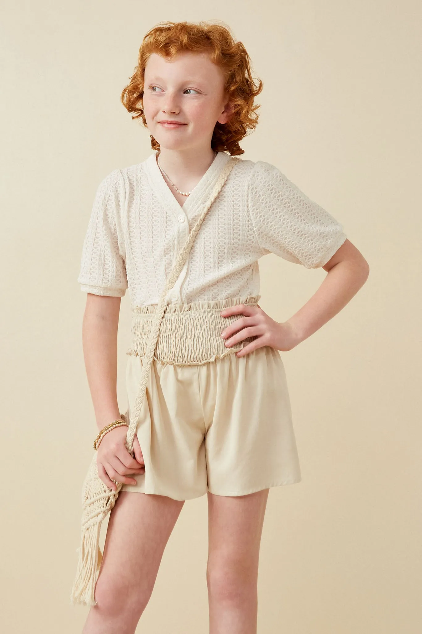 Smocked Detail Relaxed Shorts